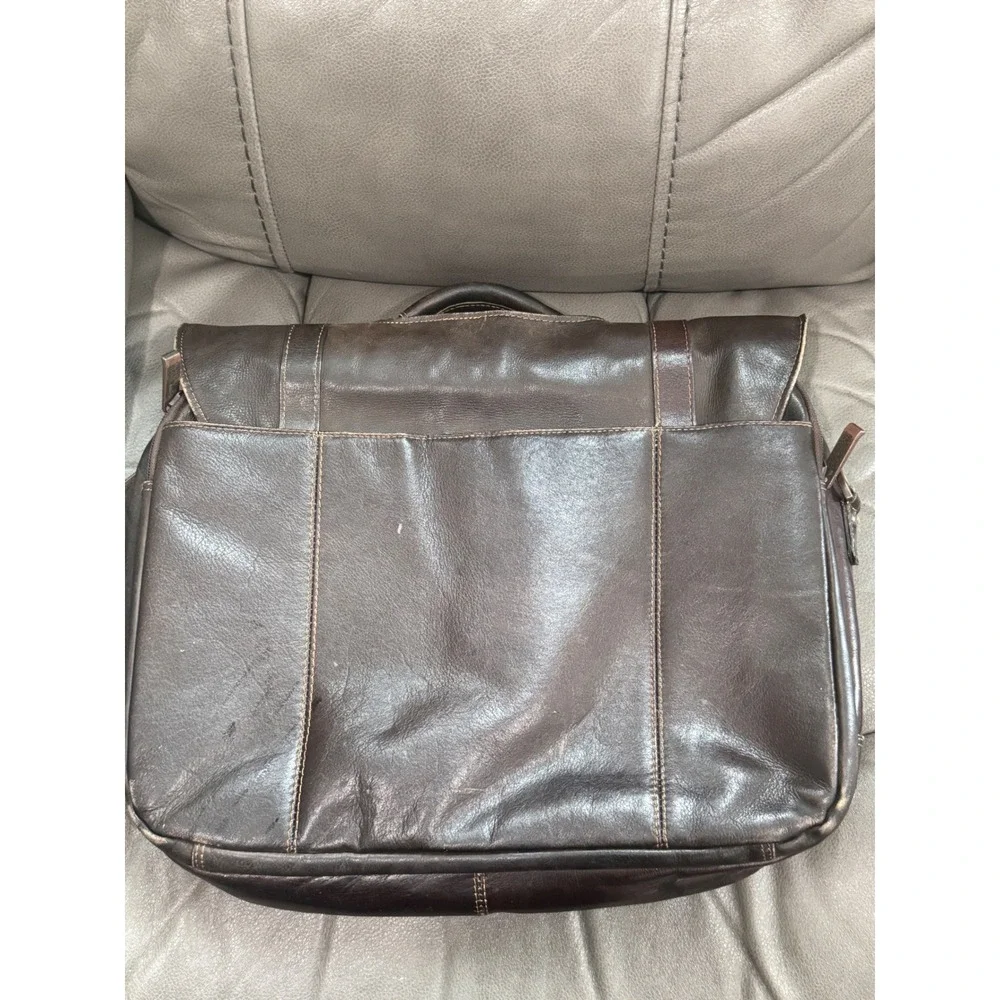 Kenneth Cole Reaction Brown Leather Messenger Bag Briefcase Laptop Satchel